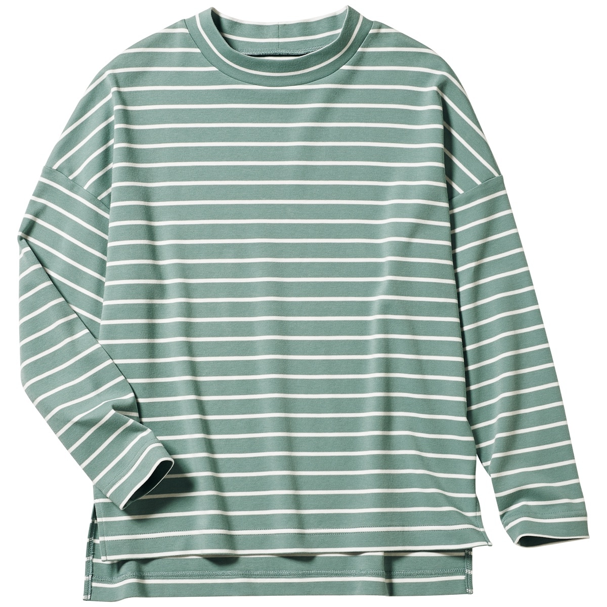 ハイネックボーダーTシャツ(長袖)(綿100%・洗濯機OK) ファッション通販ならセシール(cecile)