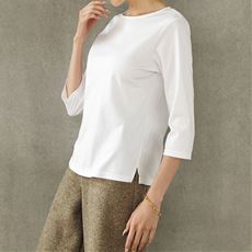 超長綿ボートネックTシャツ(7分袖)(日本製)
