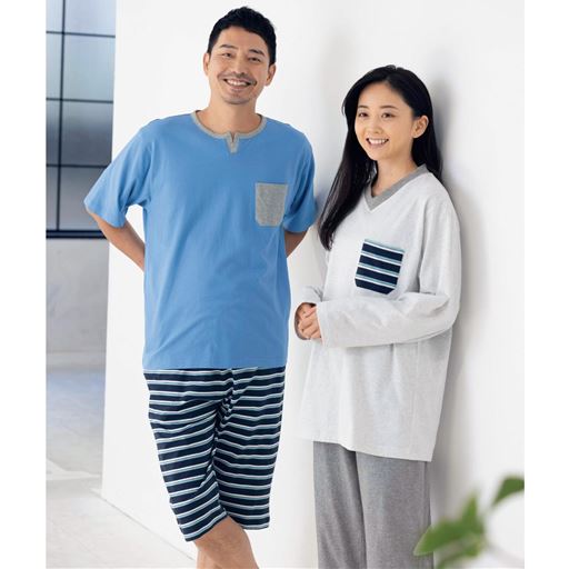 (左から)B(半袖)、B(長袖) コーディネート例