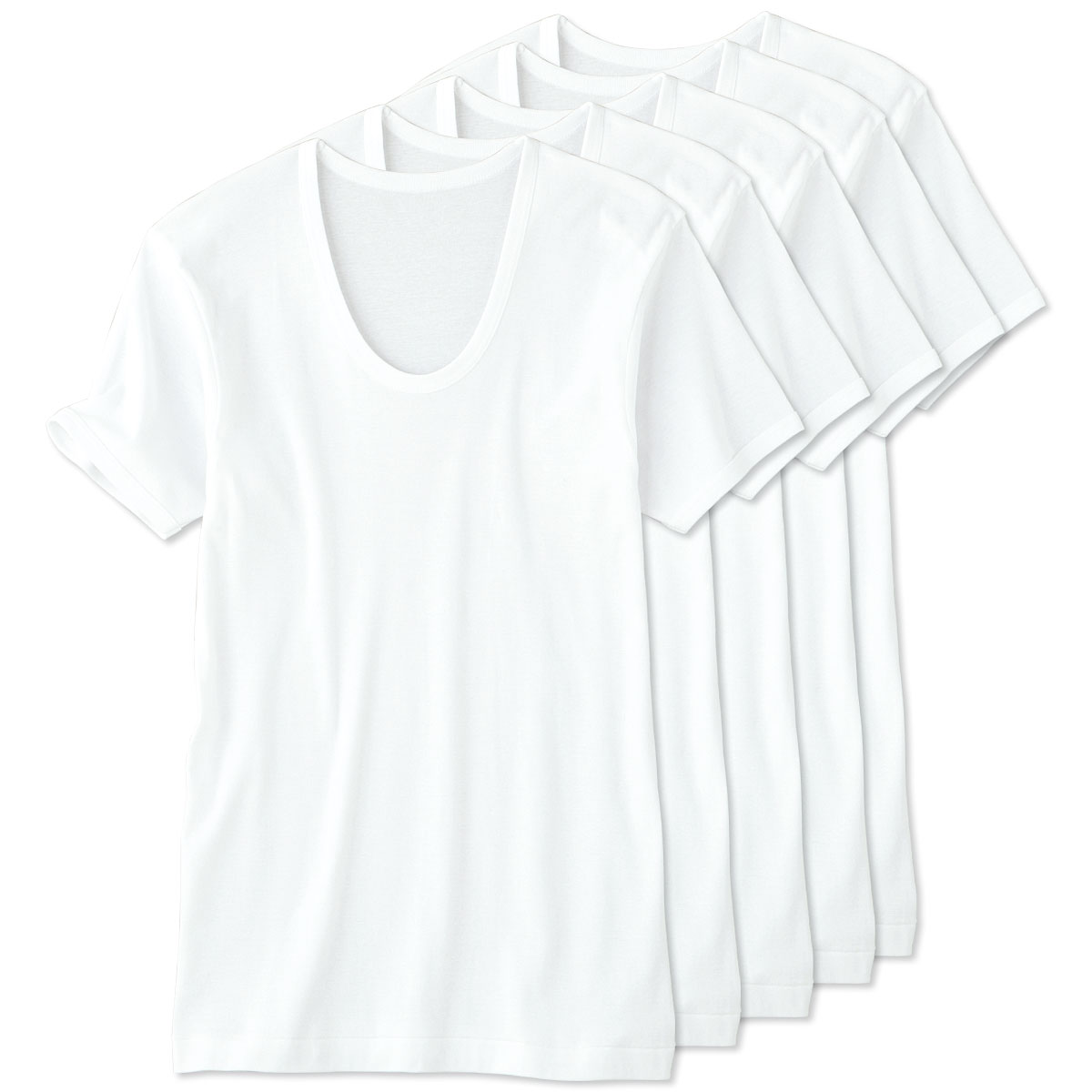 メンズ　インナー　半袖　Uネックシャツ　2枚組　白　LL アンダーシャツ　肌着
