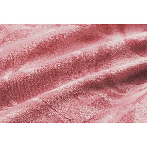 表生地拡大 ピンク(リーフ柄) <br>表生地はなめらかな肌ざわりの短毛マイクロファイバー生地を使用。
