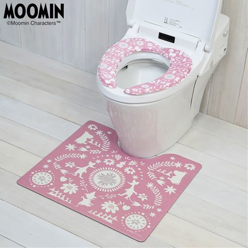 ピンク系(フォーク)<br>同じシリーズの便座クッションを揃えれば、いつものトイレをパッと明るい雰囲気に。
