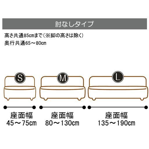 【肘なしタイプ】高さ85cmまで(※脚の高さは除く)、奥行70～80cm<br>※サイズはゆとりをもって測ってください。