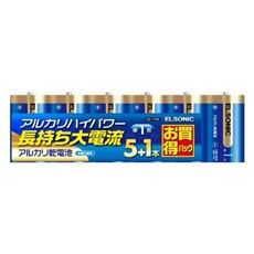 ハイパワーアルカリ乾電池 単1形6本パック(ELSONIC) EG-T1P6