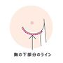 胸の下部分のラインとは、バストの底面の周径のこと。平胴体型さんはラインが広め。胸の下部分のラインとワイヤーのカーブが合わないと、痛くなったりバストがはみ出すことも。