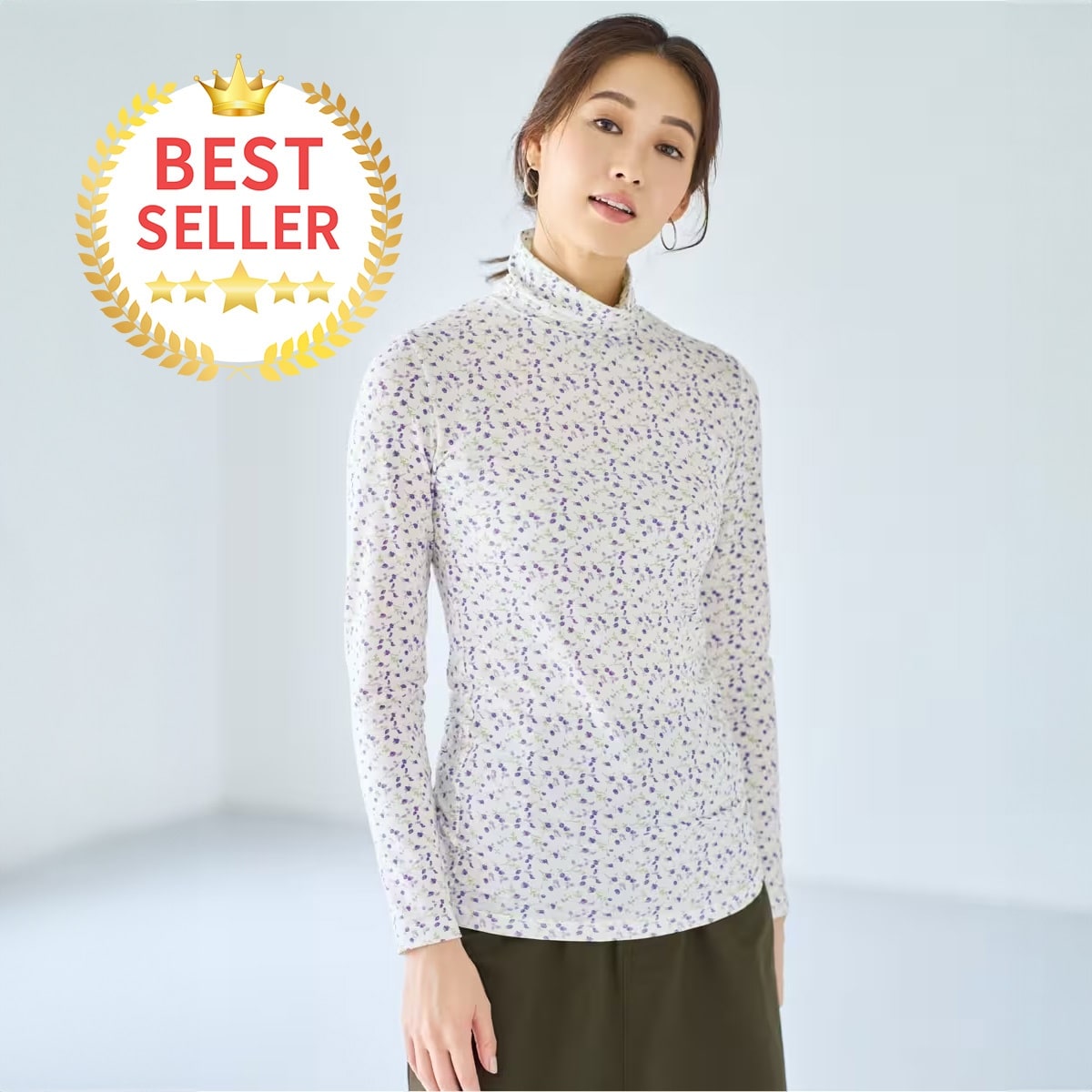 あったかスマートヒートルーズネックTシャツ