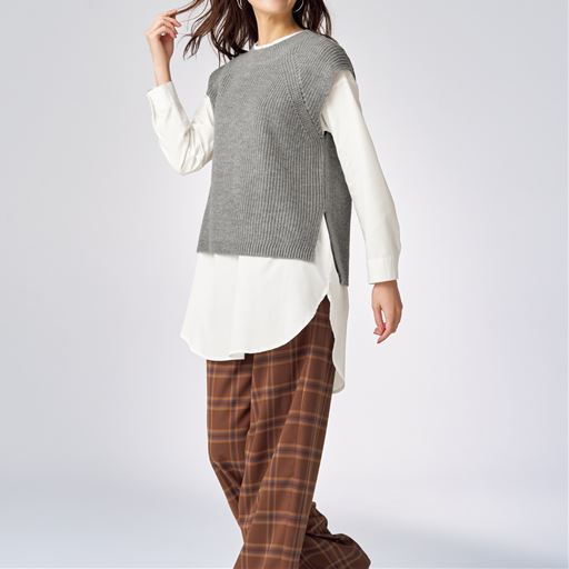 2点セット(ニットベスト+ロングシャツ)