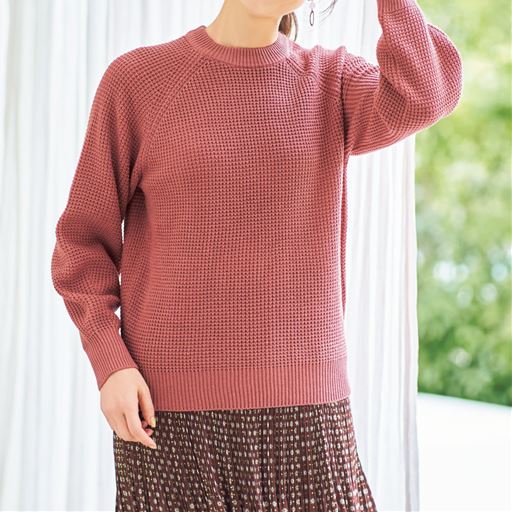 ワッフル編みニットプルオーバー
