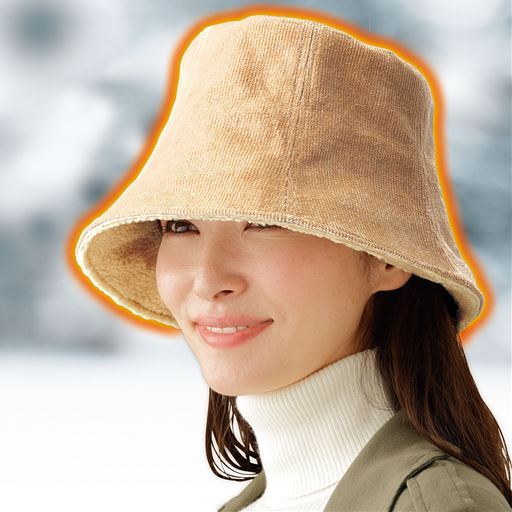あったかコーデュロイすっぴん小顔帽子