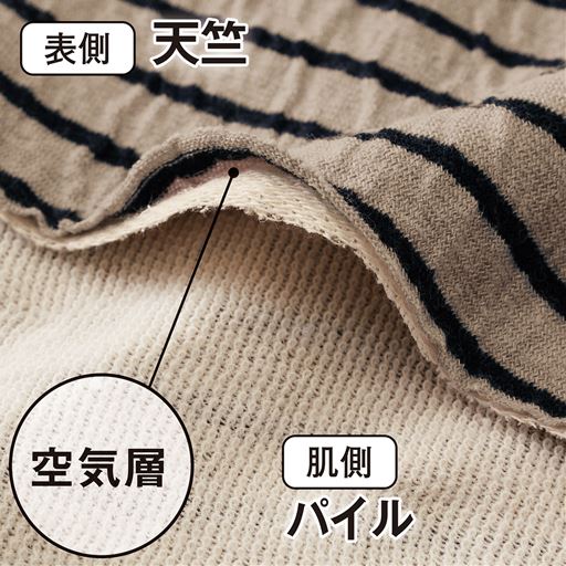 表側 綿100%天竺 肌側 綿100%パイル