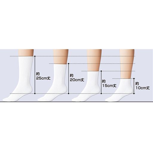 全4丈×4サイズの豊富なバリエーションから選べるホワイトソックス。