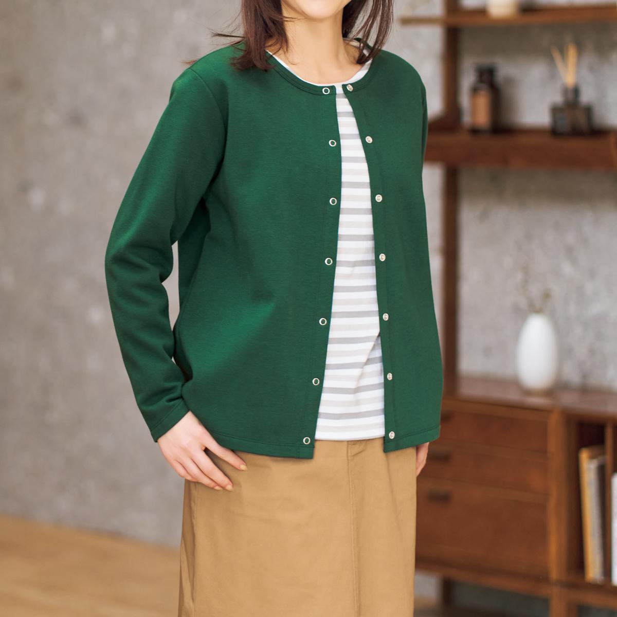 UNIQLOカーディガン グリーン (ボタン付け替え) - カーディガン