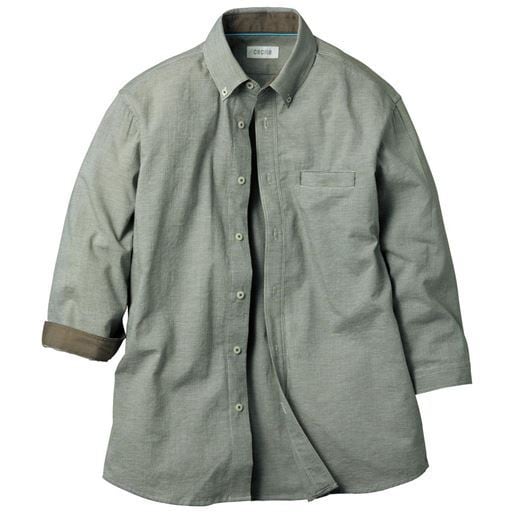 胸ポケットすっきりボタンダウンシャツ(七分袖)