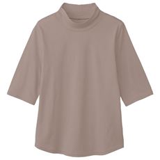 ハイネックTシャツ(綿100%・洗濯機OK)/やや長めの袖丈
