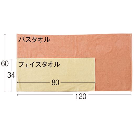 サイズ一覧(フェイスタオル・バスタオル)<br>※寸法の単位はcmです。