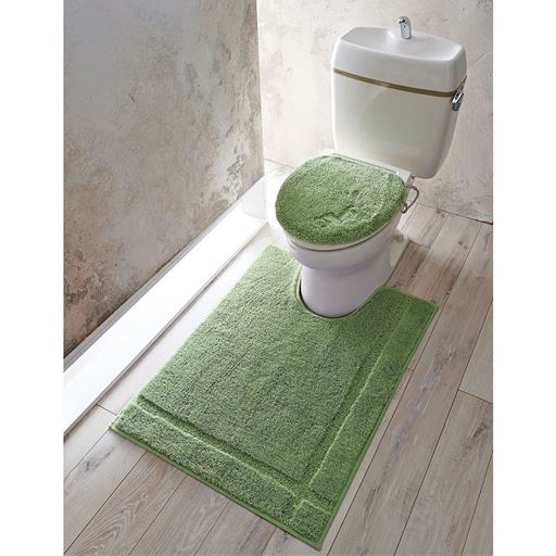 グリーン系 LLマット(横70×縦95cm)<br>※商品はトイレマットです。フタカバーはCG-177を使用しています。