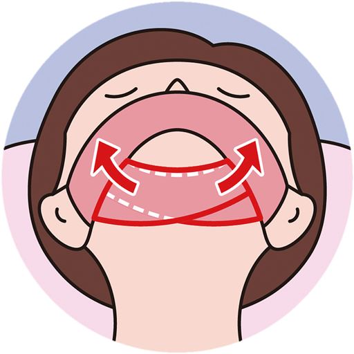クロス形状の生地があごを支え「鼻呼吸」をサポートします。