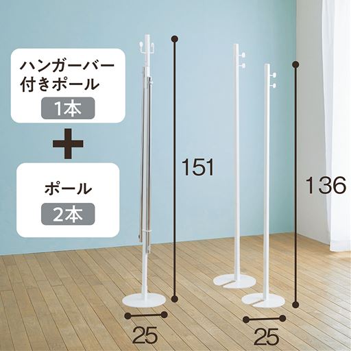 ホワイト C (ダブルコーナー用)  ※寸法の単位はcmです。<br>B (ダブル)・C (ダブルコーナー用) はロータイプ2本・ハイタイプ1本のセットです。