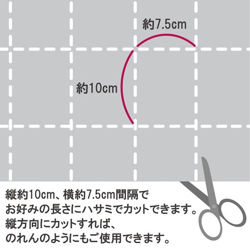 縦約10cm、横約7.5cm間隔でカットできます。