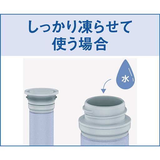 しっかり凍らせて使う場合 氷のうに水を入れてキャップをしめ、そのまま冷凍庫で凍らせて完成!