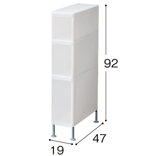 ホワイト B(幅19×高さ92cm/3段)<br>※寸法の単位はcmです。