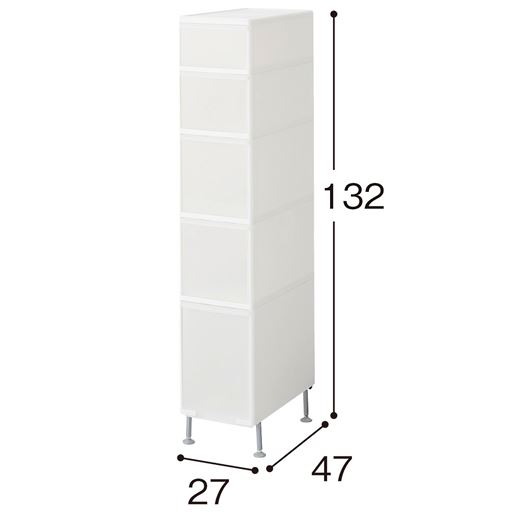 ホワイト J(幅27×高さ132cm/5段)<br>※寸法の単位はcmです。