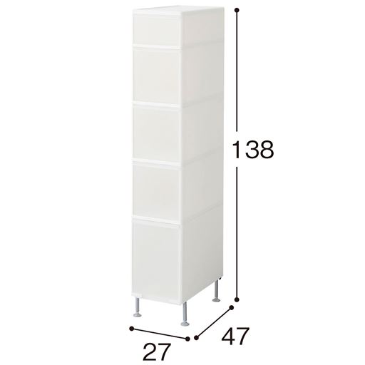 ホワイト K(幅27×高さ138cm/5段)<br>※寸法の単位はcmです。