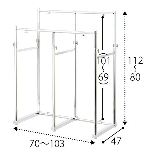 ハンガーラック(縦横伸縮の押入れ用/高さ・幅の調節可)