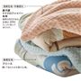 (上から) パウダーピンク・パウダーブルー<br>表側にはふんわり軽いフリース、肌側には鹿の子調のマイクロファイバーを使用。<br>※パウダーピンクは完売しました。