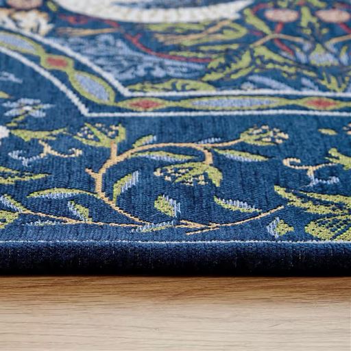 ブルー系(イチゴ泥棒)<br>豊かな色彩と自然のモチーフが美しいゴブラン織り。