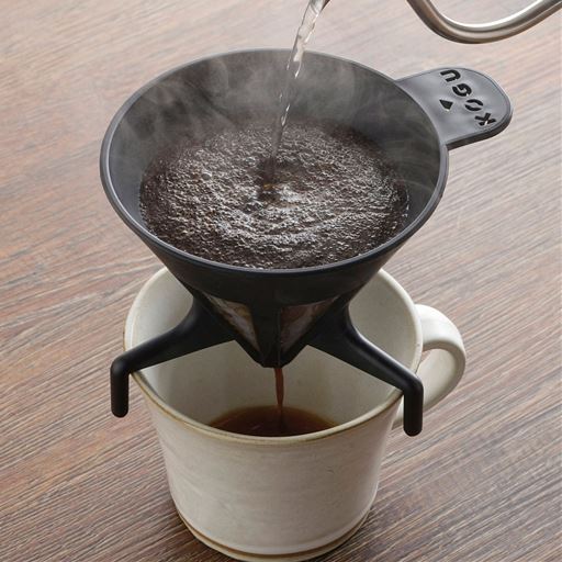 微粉も通さない目の細かい特殊生地使用。風味が残るなめらかなコーヒーが淹れられる。