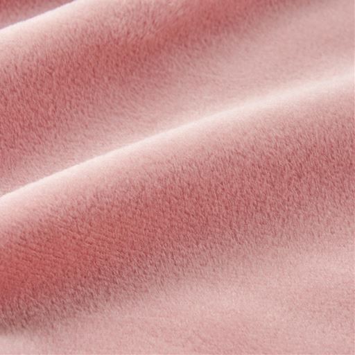 生地拡大(ピンク)<br>肌に優しい、柔らかい肌ざわりのベロア調生地を使用。