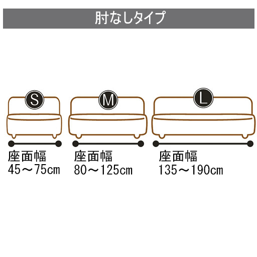 【肘なしタイプ】高さ90cmまで(脚の高さは除く)、奥行70～80cm<br>※サイズはゆとりをもって測ってください。