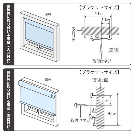 天井付けと正面付のブラケットサイズ