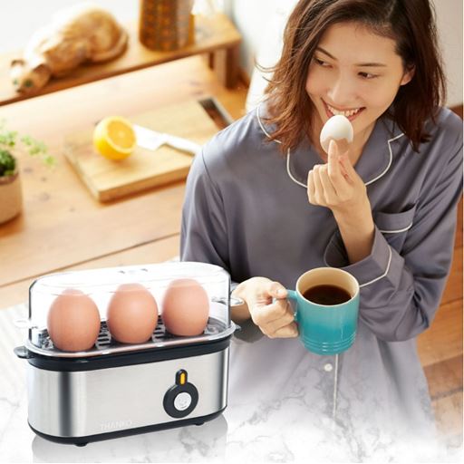 ボタンを押してブザーが鳴ればゆで卵の完成!忙しい朝にもらくちん!