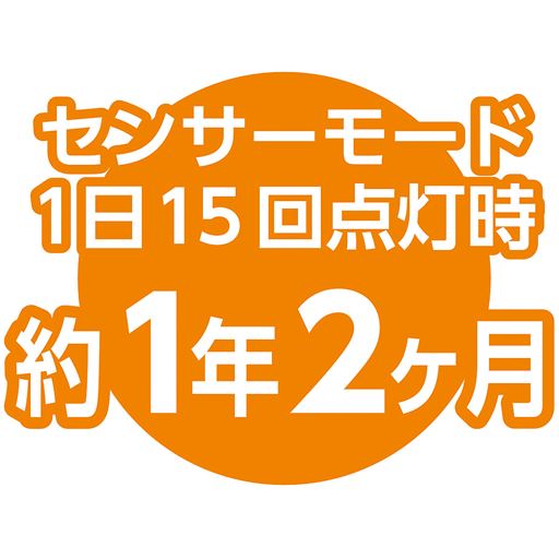 センサーモード1日15回点灯時 約1年2ケ月