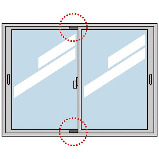 窓の上下2箇所で固定すると、より効果的です。