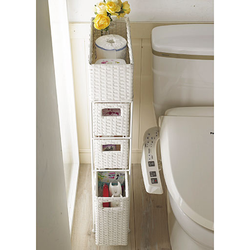 ホワイト A (ロータイプ/スリム)<br>スリムタイプでトイレ収納としてもおすすめ。