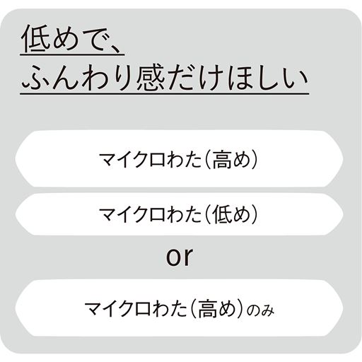 組み合わせ例<br>やや低めで、ふんわり感だけほしい。