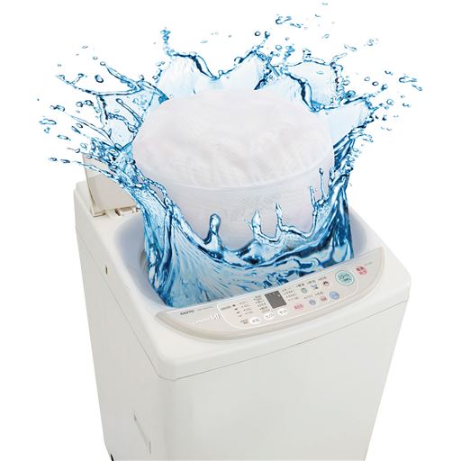 防縮加工を施しているので、ご家庭の洗濯機で丸洗いできるのもうれしいポイント。