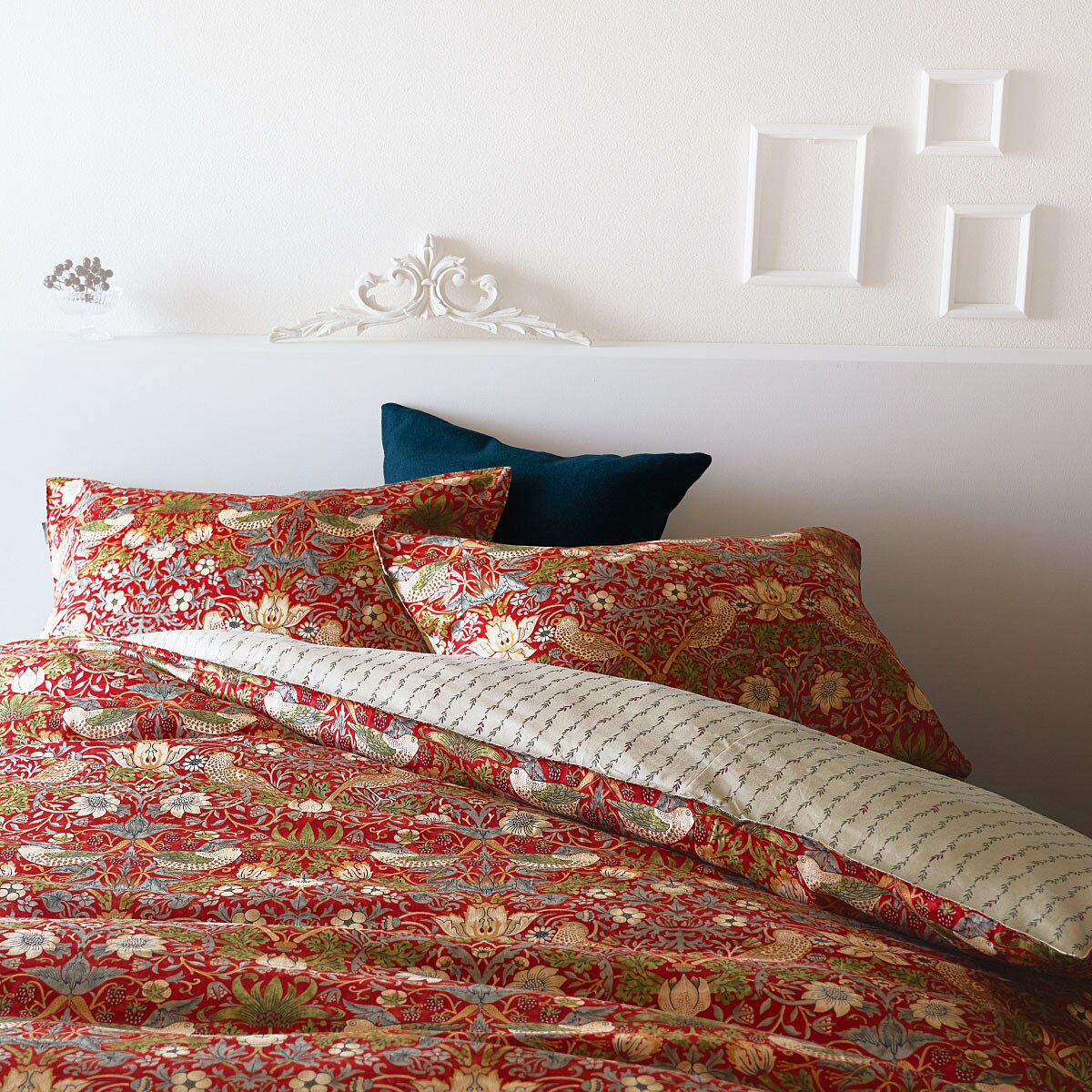 東京西川 モリスギャラリー 掛け布団カバー ダブル いちご泥棒柄