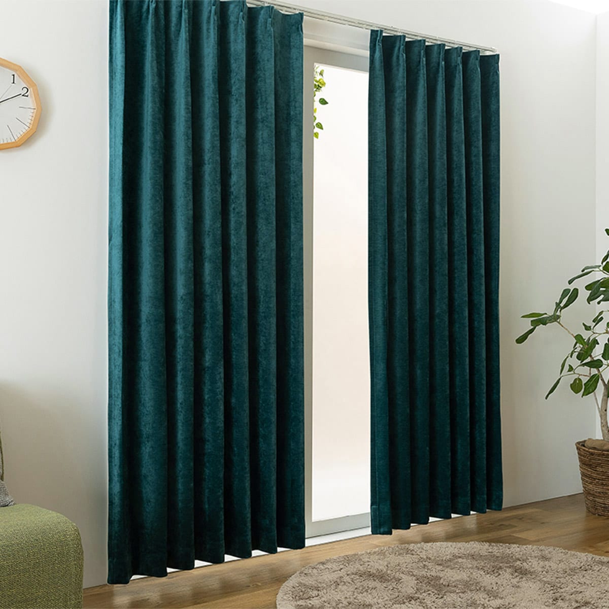ベルベットカーテン ディープグリーン
