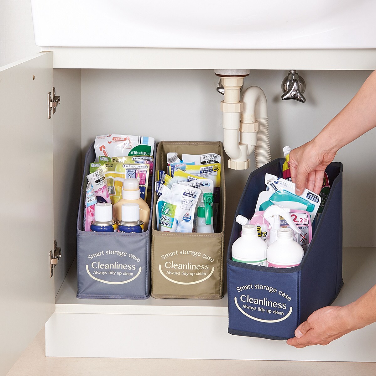 たためる洗面台下収納ボックス 3色組 - 家具の通販ならセシール(cecile) 