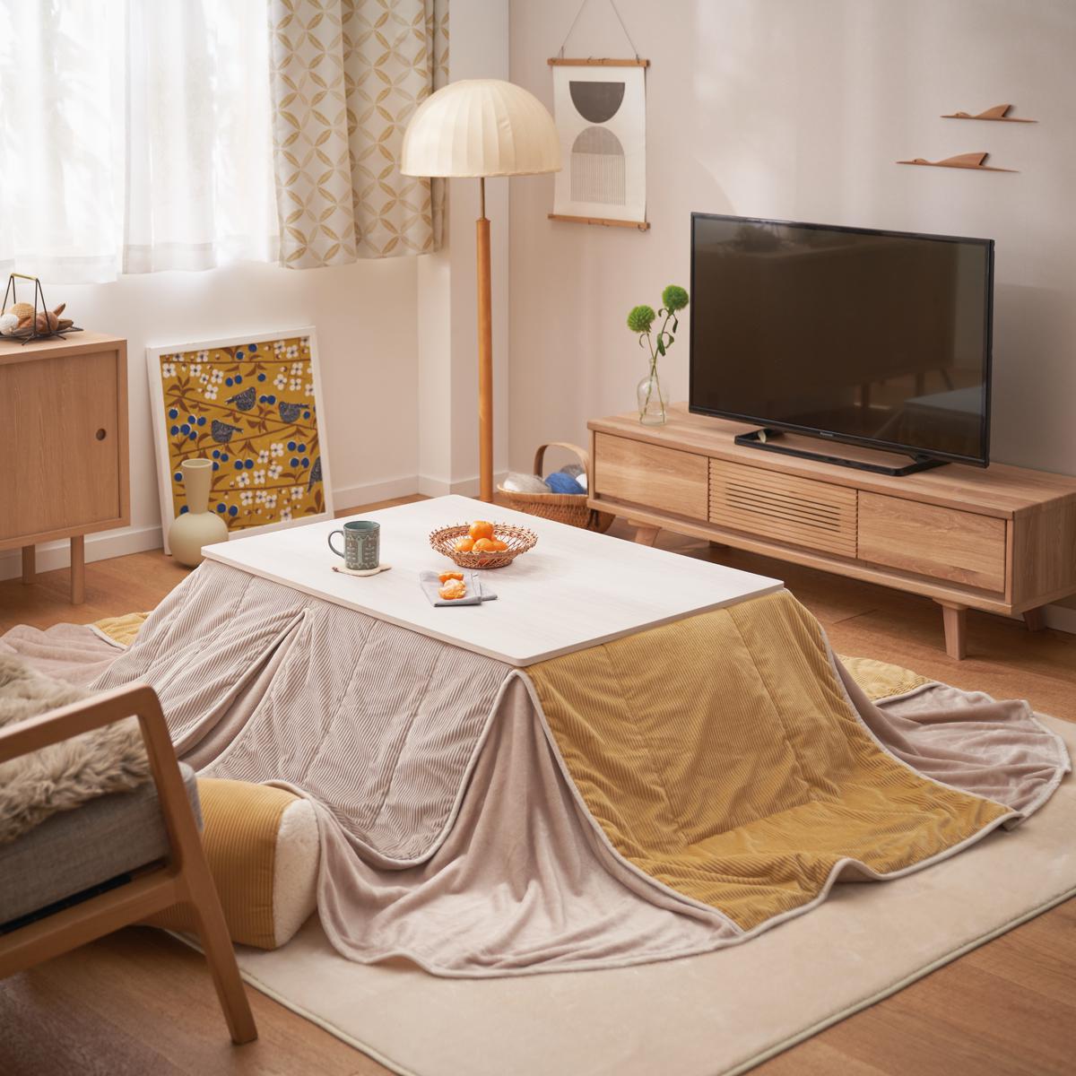 LINSY　ダイニングコタツ　120×80　長方形　掛布団セット　ライトブラウン LINSY ダイニングコタツ 120×80 長方形 掛布団セット ライトブラウン