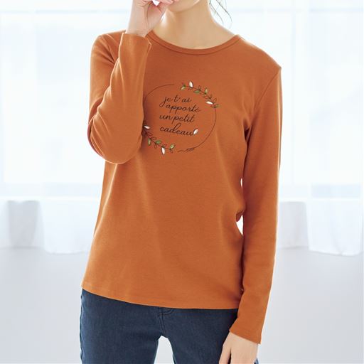 クルーネックプリントTシャツ<br><br>オレンジ