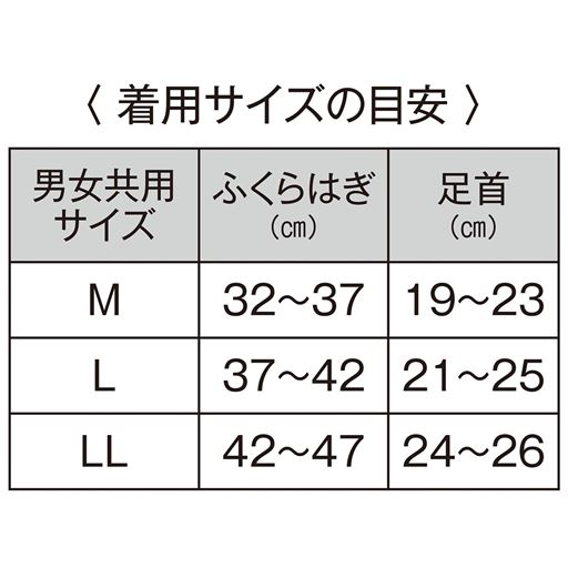 ※着用サイズはあくまで目安です。気分が悪くなったり、体調がすぐれない場合はご使用を中止してください