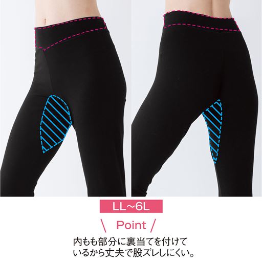 LL～6Lサイズのみ<br>内もも部分に裏当てをつけて、丈夫に、股ズレしにくくなりました。