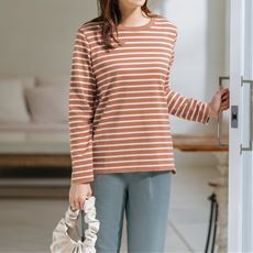 ボーダー クルーネックプルオーバー(長袖)(洗濯機OK)