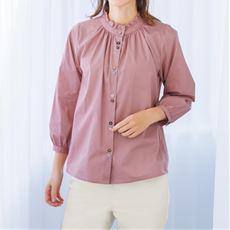 色々ボタン使いフリル衿シャツ