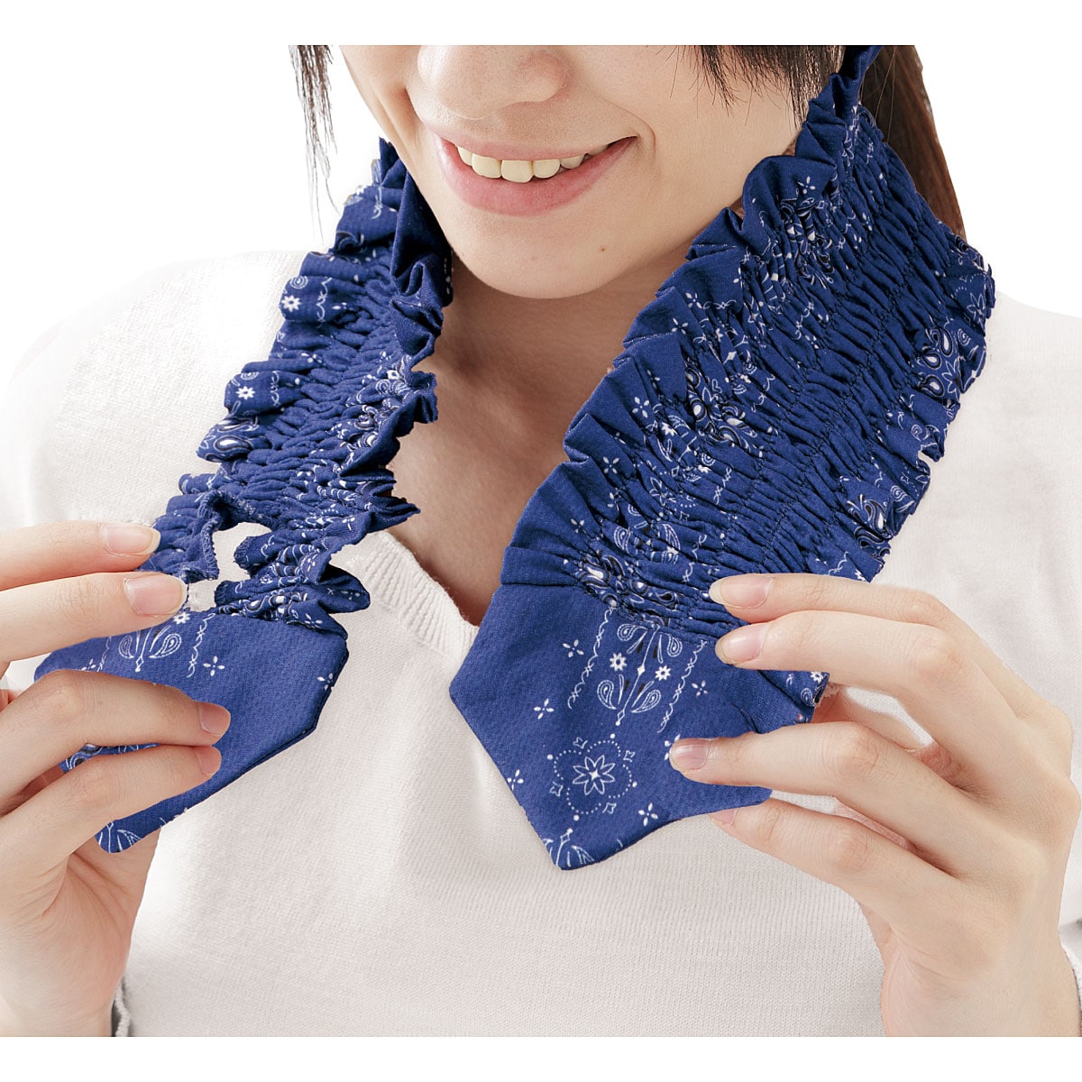 レース付き ネッククーラー クールタオル ストール 生々しい 